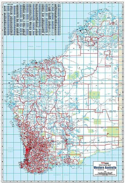 western australia map with postcodes.